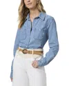 Paige Devika Linen-blend Shirt In Blue
