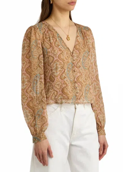 Paige Dezi Long Sleeve Blouse In Multi In Brown