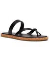 Paige Dianne Calf Leather Flat Sandal In Black