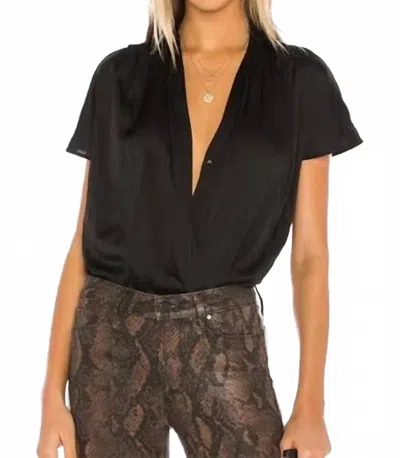 Paige Dijon V-neck Bodysuit In Black