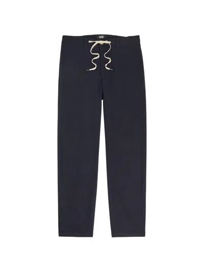Paige Drawstring Straight-leg Trousers In Blue