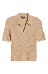 Paige Dune Short Sleeve Cashmere & Merino Wool Blend Sweater In Camel