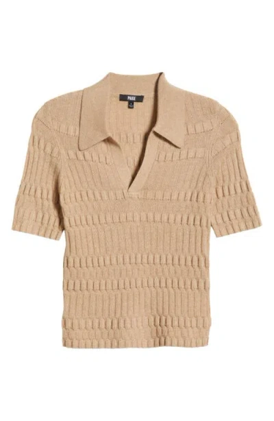 Paige Dune Short Sleeve Cashmere & Merino Wool Blend Sweater In Camel