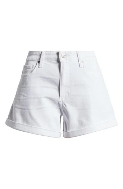 Paige Dylan Cuff Denim Shorts In Lived In Crisp White
