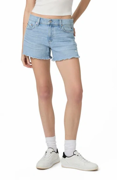 PAIGE PAIGE DYLAN FRAYED MID RISE DENIM SHORTS