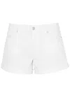 Paige Dani High Rise Denim Shorts In Aniyah Distressed In White