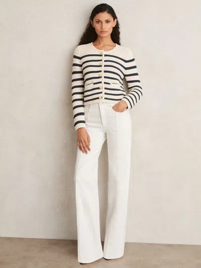 Paige Ecru Wide Leg Pintuck Jeans In Sand