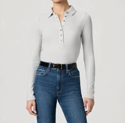 Paige Eden Collared Long Sleeve Top In Heather Grey In Gray