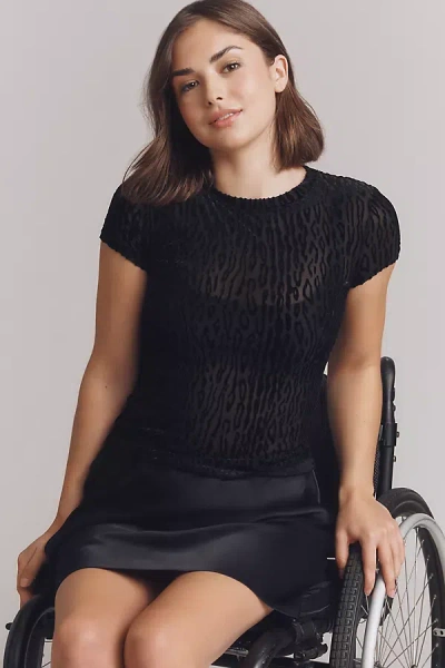 Paige Eisa Burnout Tee In Black