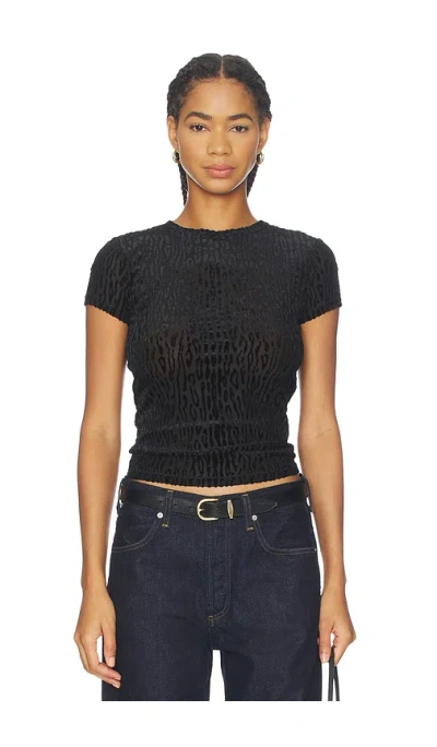 Paige Eisa Leopard Velvet Burnout T-shirt In Black