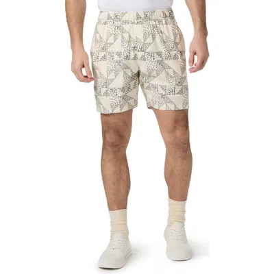 Paige Elijah Geo Print Drawstring Shorts In White