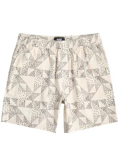 Paige Elijah Printed Cotton-blend Shorts In Grey