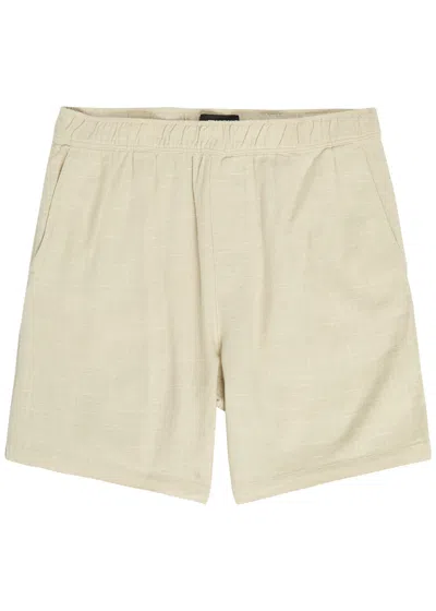 Paige Elijah Elasticated Slub-texture Shorts In Neutral