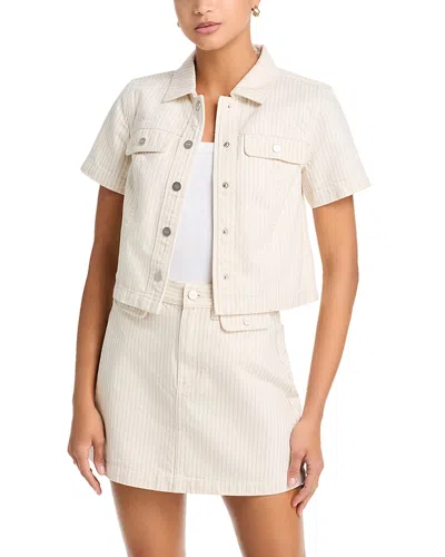 Paige Elly Short Sleeve Denim Jacket In White