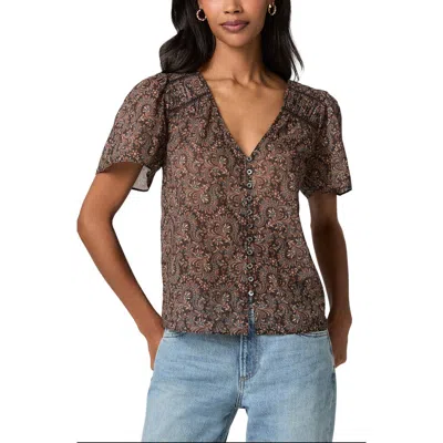 Paige Elodie Paisley Button Up Cotton Top In Multi