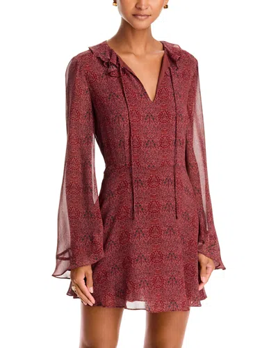 Paige Elspeth Silk Mini Dress In Red