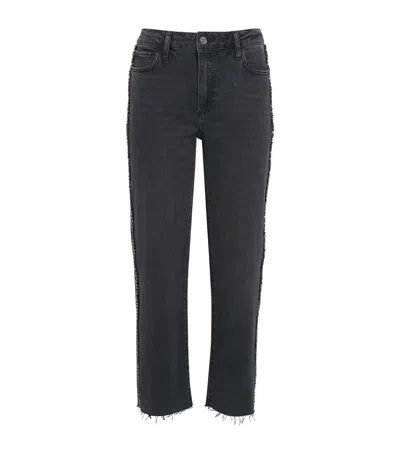Paige Embellished Mason Ankle Straight Jeans In Black