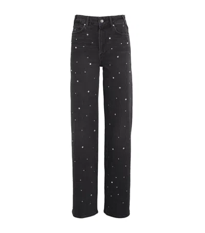 Paige Embellished Sasha Wide-leg Jeans In Black