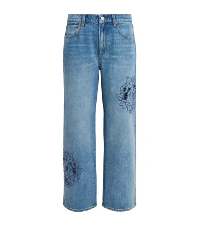 Paige Embroidered Rylann Straight Jeans In Blue