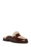 Paige Emmett Genuine Shearling Lined Loafer Mule In Chocolate