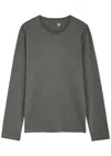 Paige Enzo Long-sleeve Cotton Top In Dark Grey