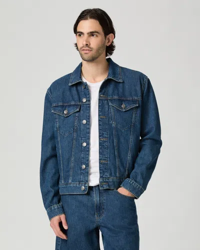 Paige Mens Des Moines Erickson Logo-patch Denim Jacket In Blue