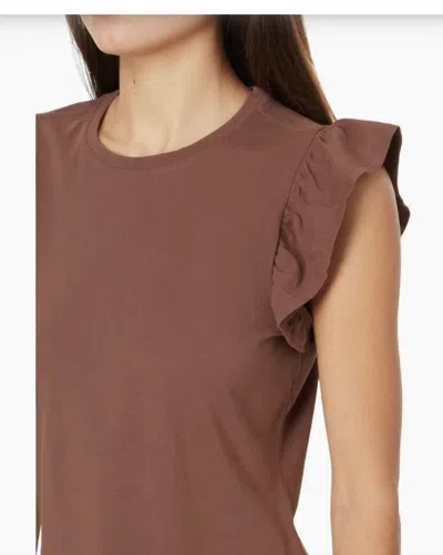 Paige Erissa Ruffle Sleeve Tee In Warm Mocha In Brown