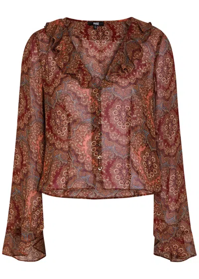 Paige Eve Printed Silk-chiffon Blouse In Brown