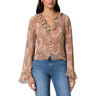 Paige Eve Silk Georgette Shirt In Brown