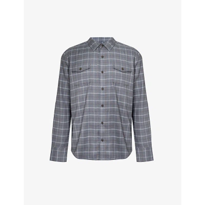 PAIGE PAIGE MEN'S DARK WIND EVERETT CHECK-PATTERN COTTON-BLEND SHIRT