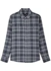 Paige Everett Checked Cotton-blend Shirt In Navy