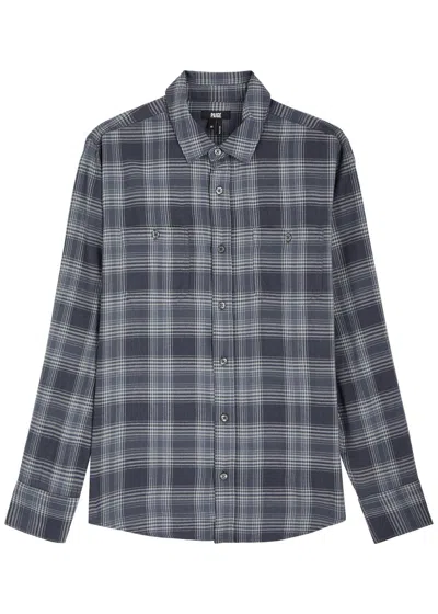 Paige Everett Checked Cotton-blend Shirt In Navy