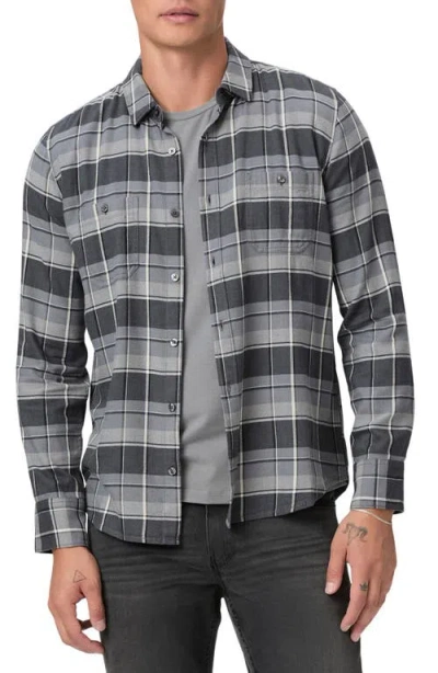 Paige Everett Plaid Flannel Button-up Shirt In Charcoal Fog