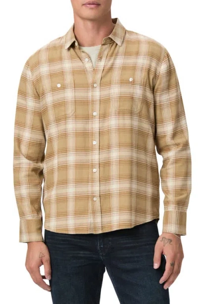 Paige Everett Plaid Flannel Button-up Shirt In Pebble Trail