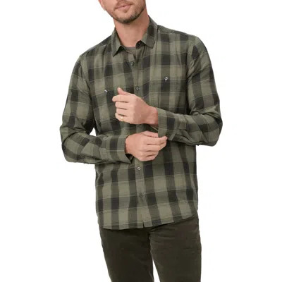 Paige Everett Shadow Check Flannel Button-up Shirt In Sage Glen