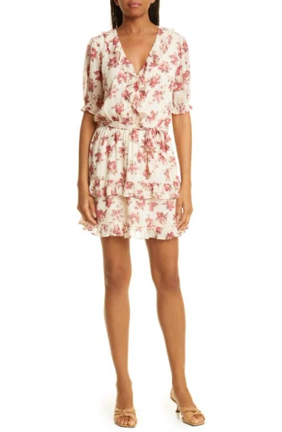 Paige Evonna Floral Silk Faux Wrap Dress In Multi