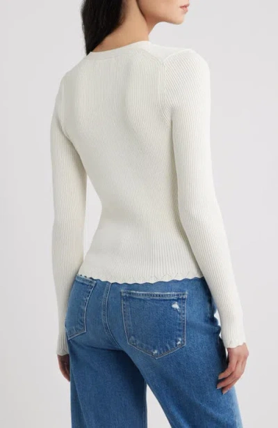 Paige Eyelet Detail Rib Cardigan In White