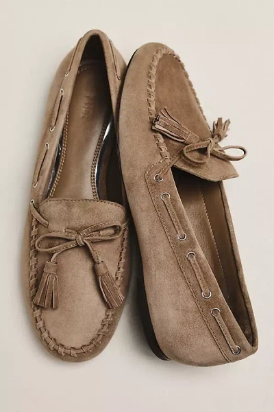 Paige Ezra Suede Moccasins In Beige