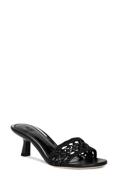 Paige Fallyn Woven Kitten Heel Slide Sandal In Black
