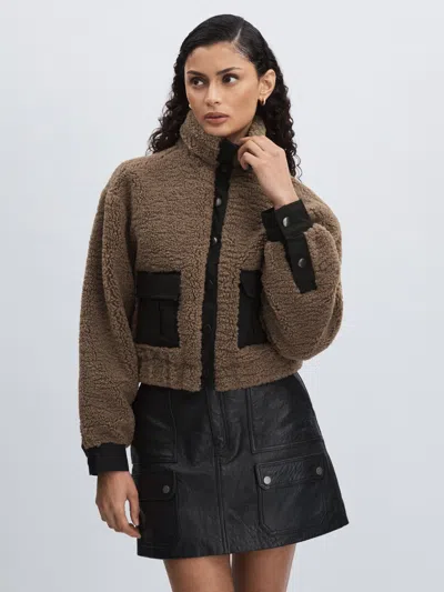 Paige Faux-shearling Press Stud Jacket