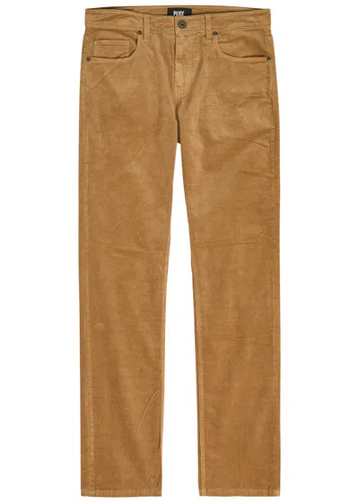 Paige Federal Slim Straight-leg Corduory Trousers In Brown