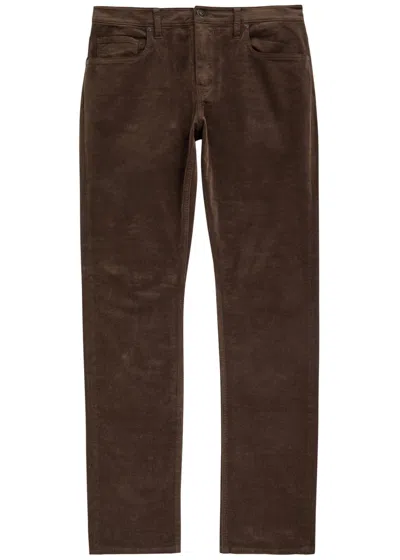 Paige Federal Slim Straight-leg Corduroy Trousers In Brown