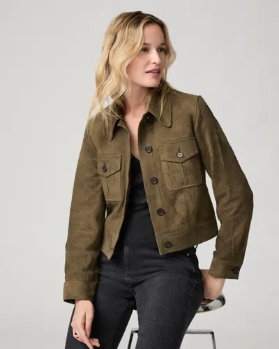 Paige Womens Feyd Leather Jacket Rich Olive In Green