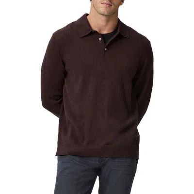 Paige Finsbury Merino Wool Blend Polo Sweater In Dark Brown