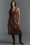 Paige Fiorella Faux Leather A-line Dress In Brown