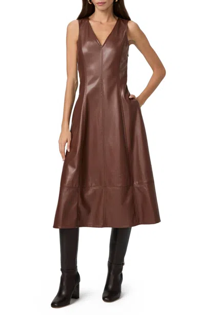 Paige Fiorella Faux Leather Midi Dress In French Press In Multi