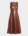 Paige Fiorella Faux Leather A-line Dress In French Press
