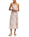Paige Fiori Floral-print Linen-blend Midi Dress In Blanc Multi