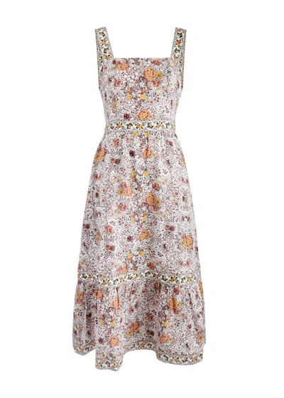 Paige Fiori Floral-print Linen-blend Midi Dress In Multicoloured
