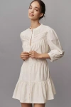 Paige Fiume Linen Blend Tiered Mini Dress In Neutral